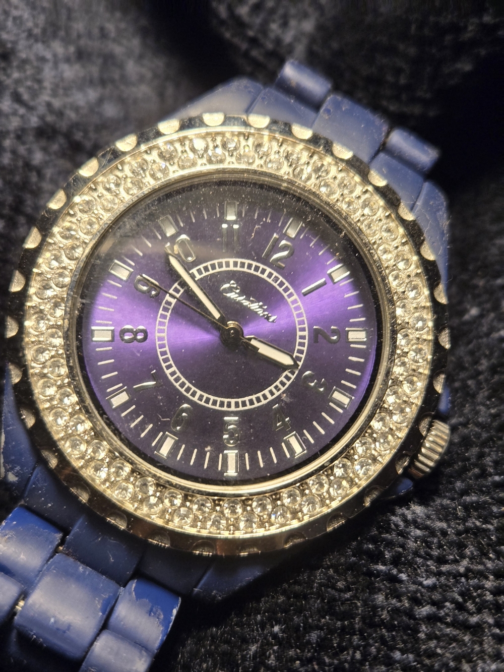 Lunamex Women's Purple Crystal Bezel Fashion Watch